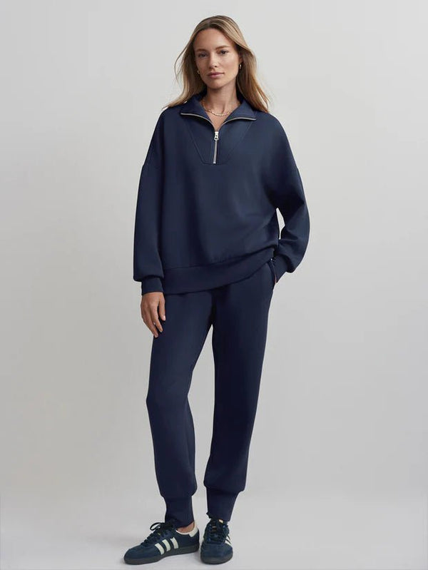 Activewear Varley Hawley Half Zip Sweater Blue Nights Apoella