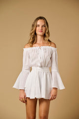 Playsuit Apoella Electra Linen Off Shoulder Playsuit White Apoella