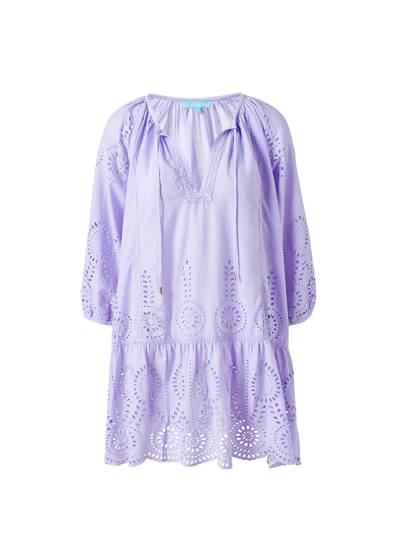 Ashley Embroidered Short Dress Lavender