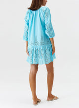 Ashley Embroidered Short Dress Turquoise