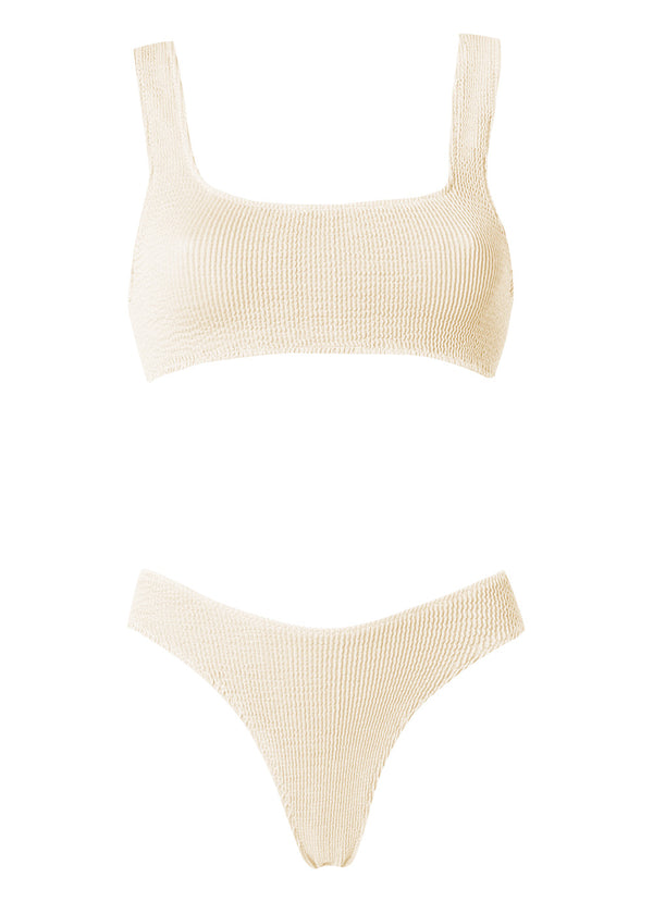 August Athletic Bikini Seersucker Cream