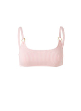 Bari Over The Shoulder Ring Detail Bikini Top Rose Ribbed