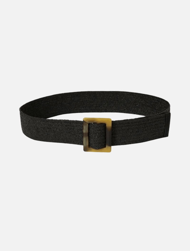 Belts Apoella Raffia Woven Belt Tortoise Buckle O/S / Black Apoella