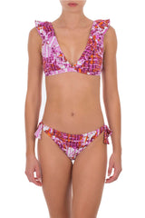 Bikini Emmanuela Swimwear Joanna Ruffled Bikini Flowers Pink/Multi Apoella