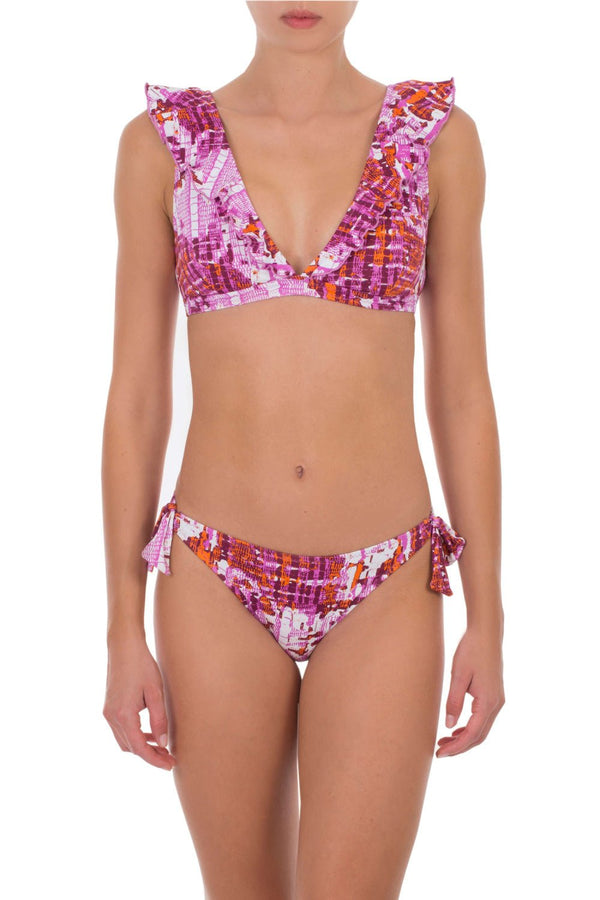 Bikini Emmanuela Swimwear Joanna Ruffled Bikini Flowers Pink/Multi Apoella