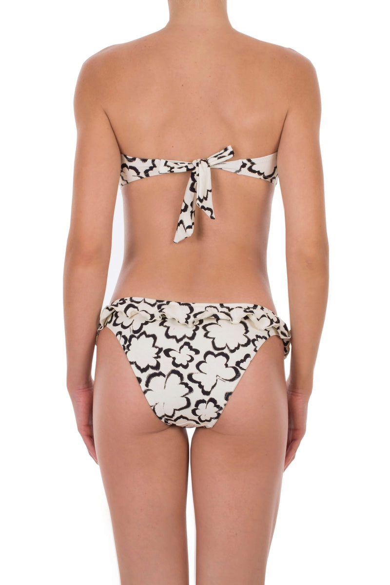 Bikini Emmanuela Swimwear Rene Bandeau Bikini White/Black Floral Apoella