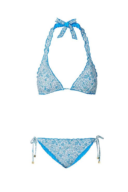 Bikini Heidi Klein Camps Bay Beach Reversible Ruffle Triangle Bikini Paisley Navy Apoella