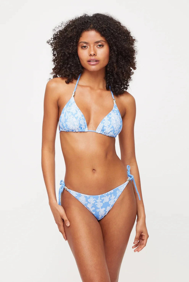 Bikini Heidi Klein Playa Paraiso Reversible Triange Tie Side Bikini Light Blue Floral Apoella