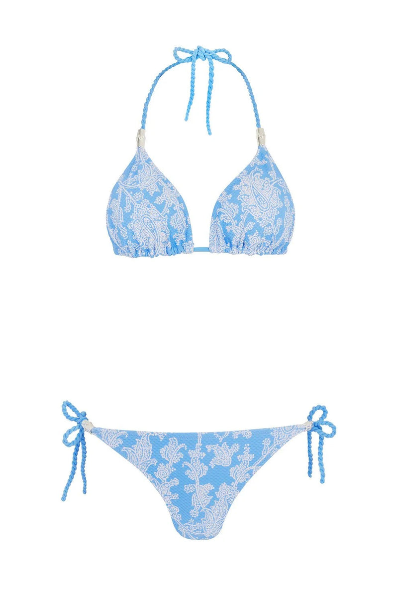 Bikini Heidi Klein Playa Paraiso Reversible Triange Tie Side Bikini Light Blue Floral Apoella