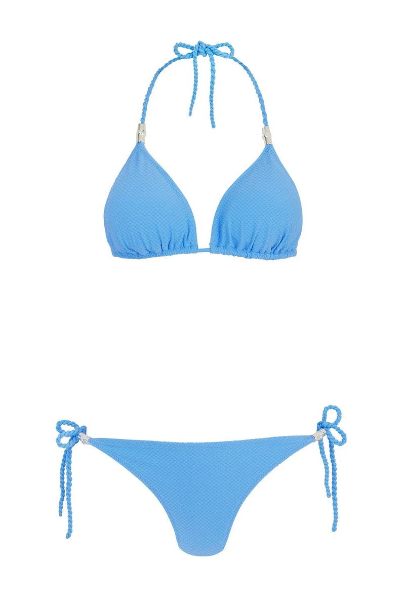 Bikini Heidi Klein Playa Paraiso Reversible Triange Tie Side Bikini Light Blue Floral Apoella