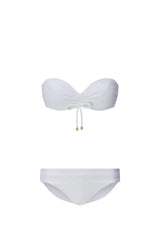 Bikini Heidi Klein Textured Bandeau Hipster Bikini White Apoella