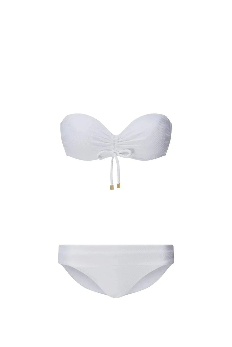 Bikini Heidi Klein Textured Bandeau Hipster Bikini White Apoella