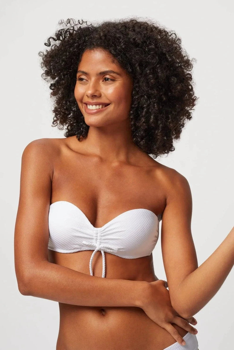 Bikini Heidi Klein Textured Bandeau Hipster Bikini White Apoella