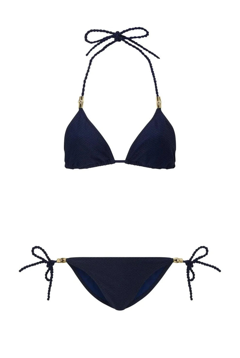 Bikini Heidi Klein Textured Rope Triangle Tie Side Bikini Navy Apoella