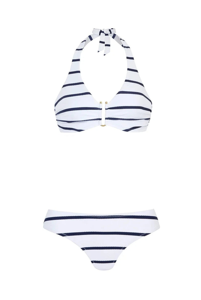 Bikini Heidi Klein Textured U Bar Fold Over Bikini Nautical Stripes Apoella