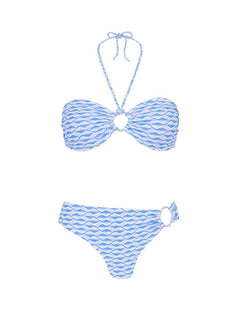Bikini Heidi Klein Tinos Ring Bandeau Bikini Light Blue/White Apoella