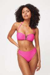 Bikini Heidi Klein Tulum V-bar Bandeau Fold Over Bikini Pink Apoella