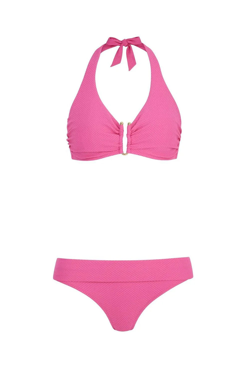 Bikini Heidi Klein U-bar Fold Over Bikini Pink Magenta Apoella