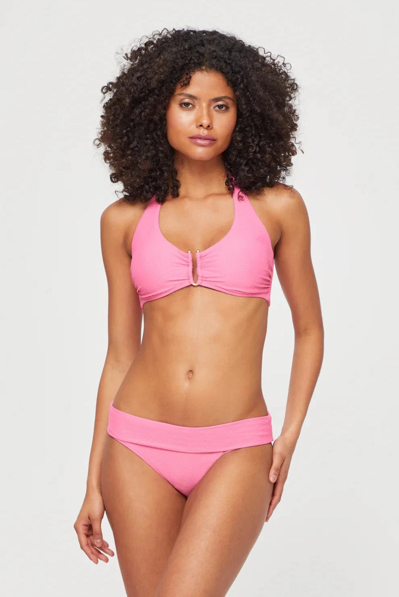 Bikini Heidi Klein U-bar Fold Over Bikini Pink Magenta Apoella