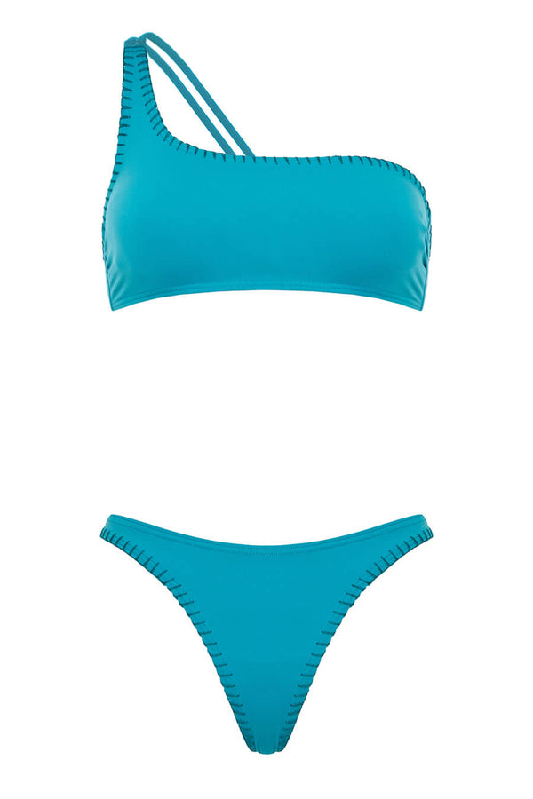 Bikini Kiohne Spaces/Saltwater One Shoulder Bikini Carribean Blue Apoella