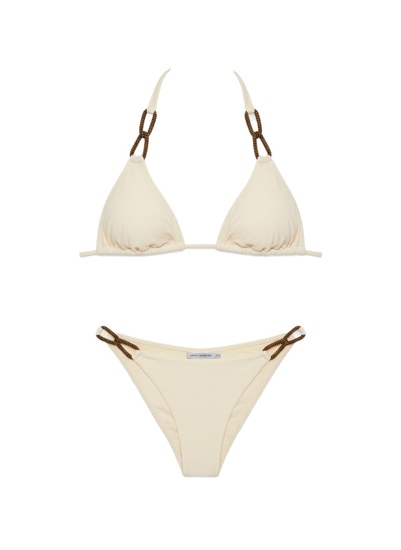 Bikini Lenny Niemeyer Chain Shoulder Ruched High Waist Bikini Off White Apoella