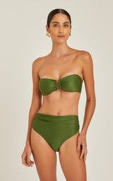 Bikini Lenny Niemeyer Drop Bandeau Ruched High Waist Bikini Cactus Apoella