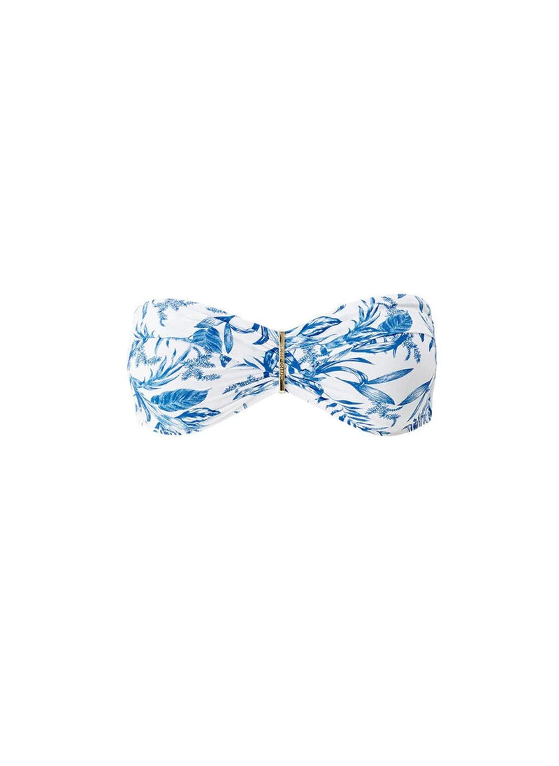 Bikini Melissa Odabash Positano Bandeau Bikini Top Blue Leaf Apoella