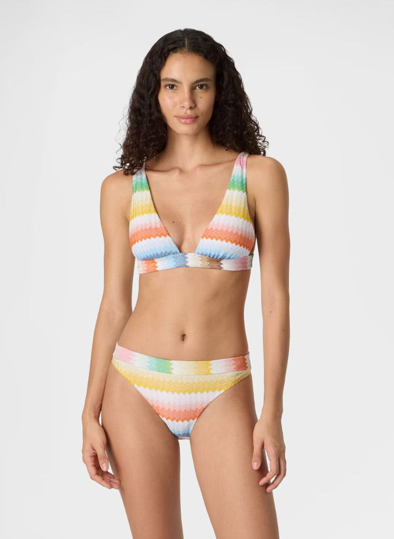 Triangle Bikini Degrade Micro Chevron Lurex White Multi – APOELLA