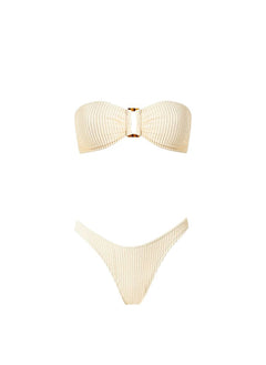 Bikini Stefania Frangista Melita Bandeau Bikini Curly Crema Apoella