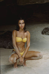 Bikini Stefania Frangista Melita Bandeau Bikini Jacquard Yellow Apoella