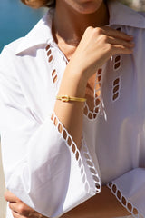 Blouses Ancient Kallos Schinousa Cut Embroidered Top White Apoella