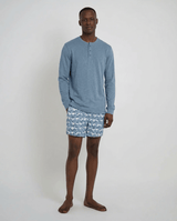 Blouses Onia Washed Slub Henley Long Sleeve T-shirt Dusk Blue Apoella