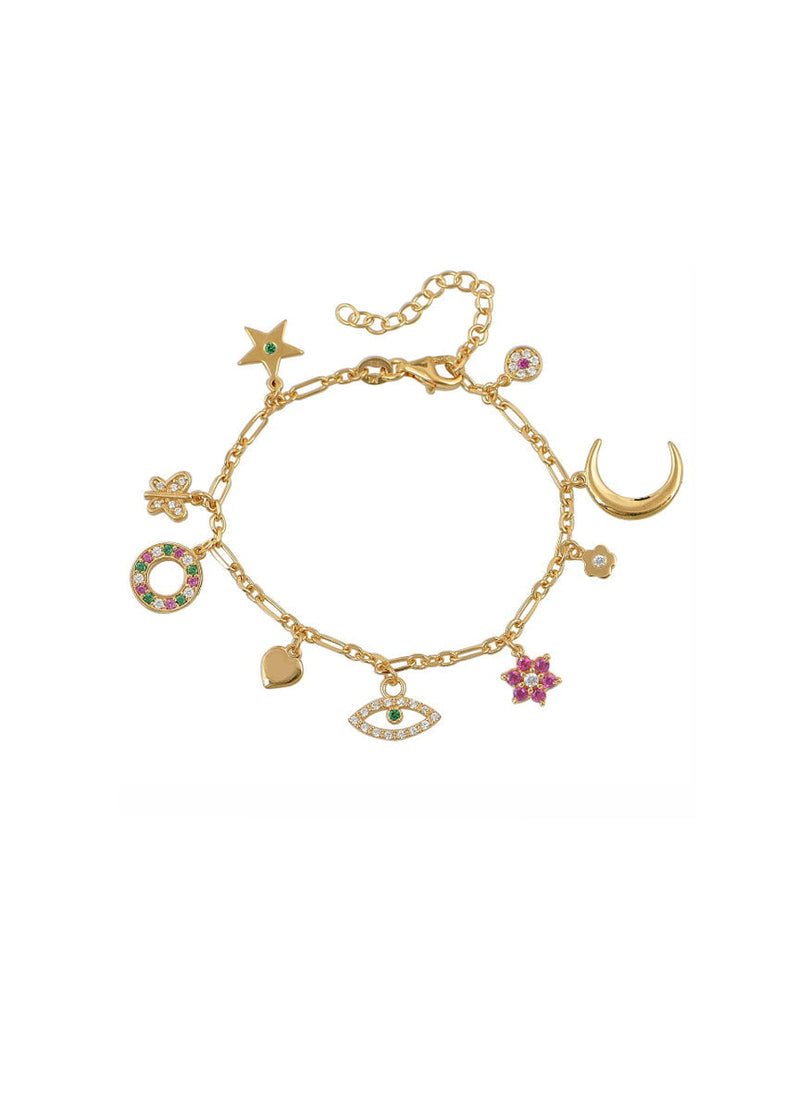 Bracelets Marianna Lemos Charm Bracelet Gold/Pink/Green O/S Apoella
