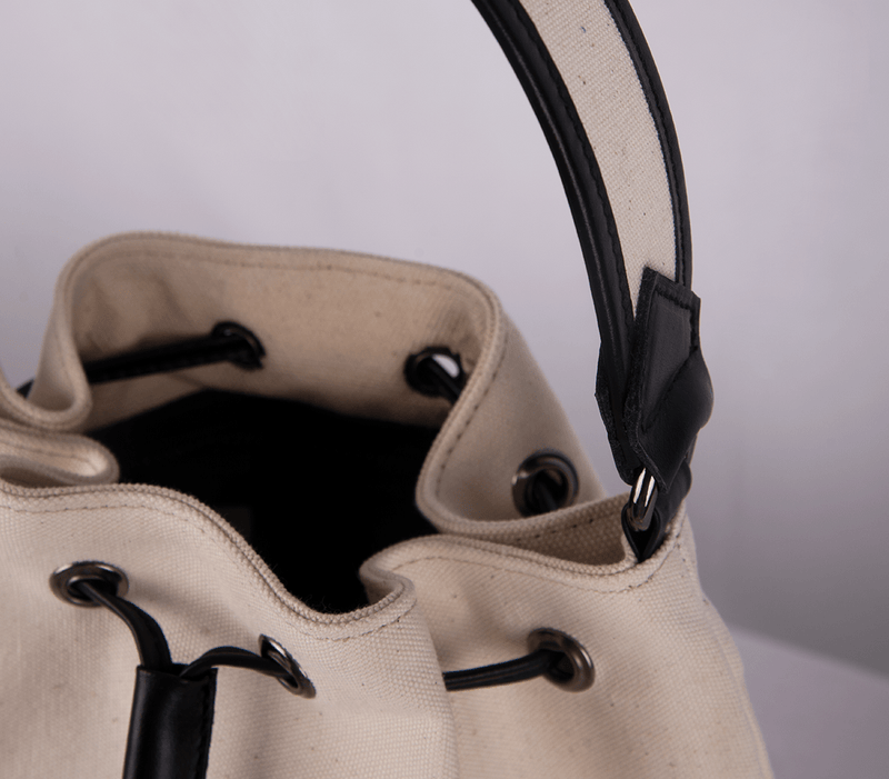 Bucket Bags Apoella Leros Canvas & Leather Mini Bucket Bag O/S / Ivory Black Apoella