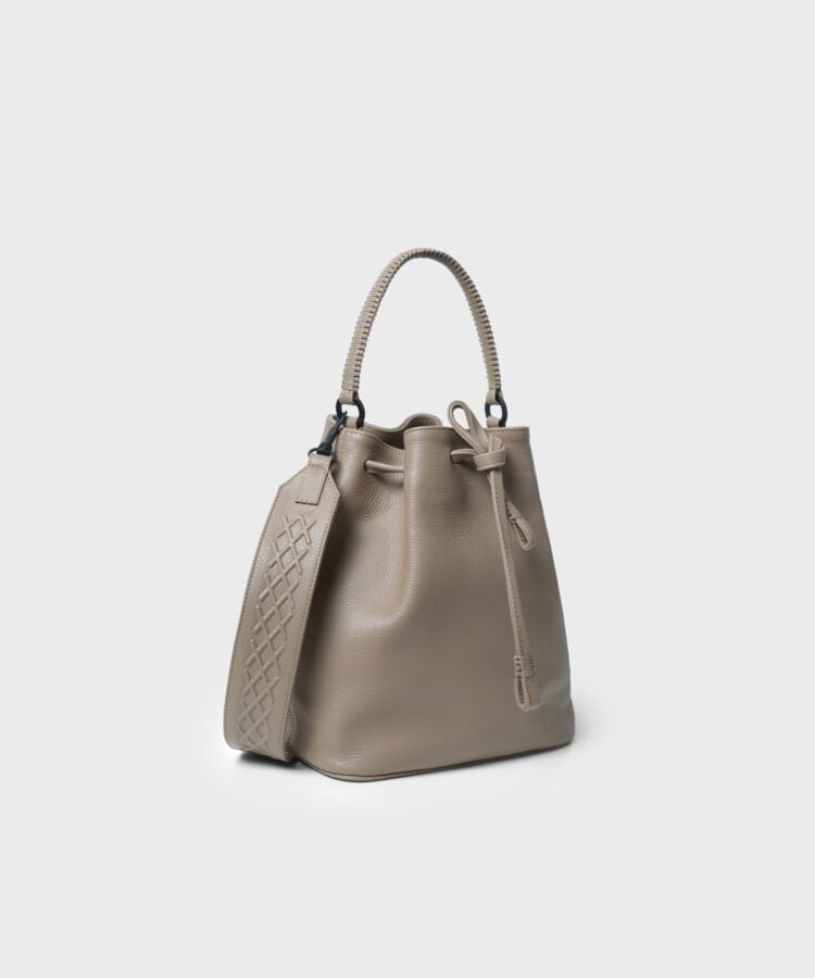 Bucket Bags Callista Crafts Bucket Bag Grained Leather Taupe O/S / Taupe Apoella