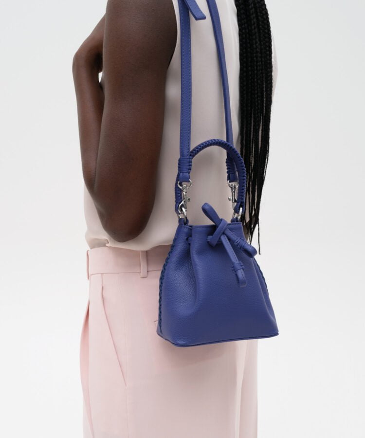 Bucket Bags Callista Crafts Micro Bucket Bag Grained Leather Violet O/S / Violet Apoella