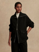 Eleanor Patch Pocket Fleece Jacket Black