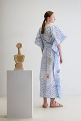 Caftans Ancient Kallos Aegean Myth Belted Caftan Light Blue O/S / Light Blue Apoella