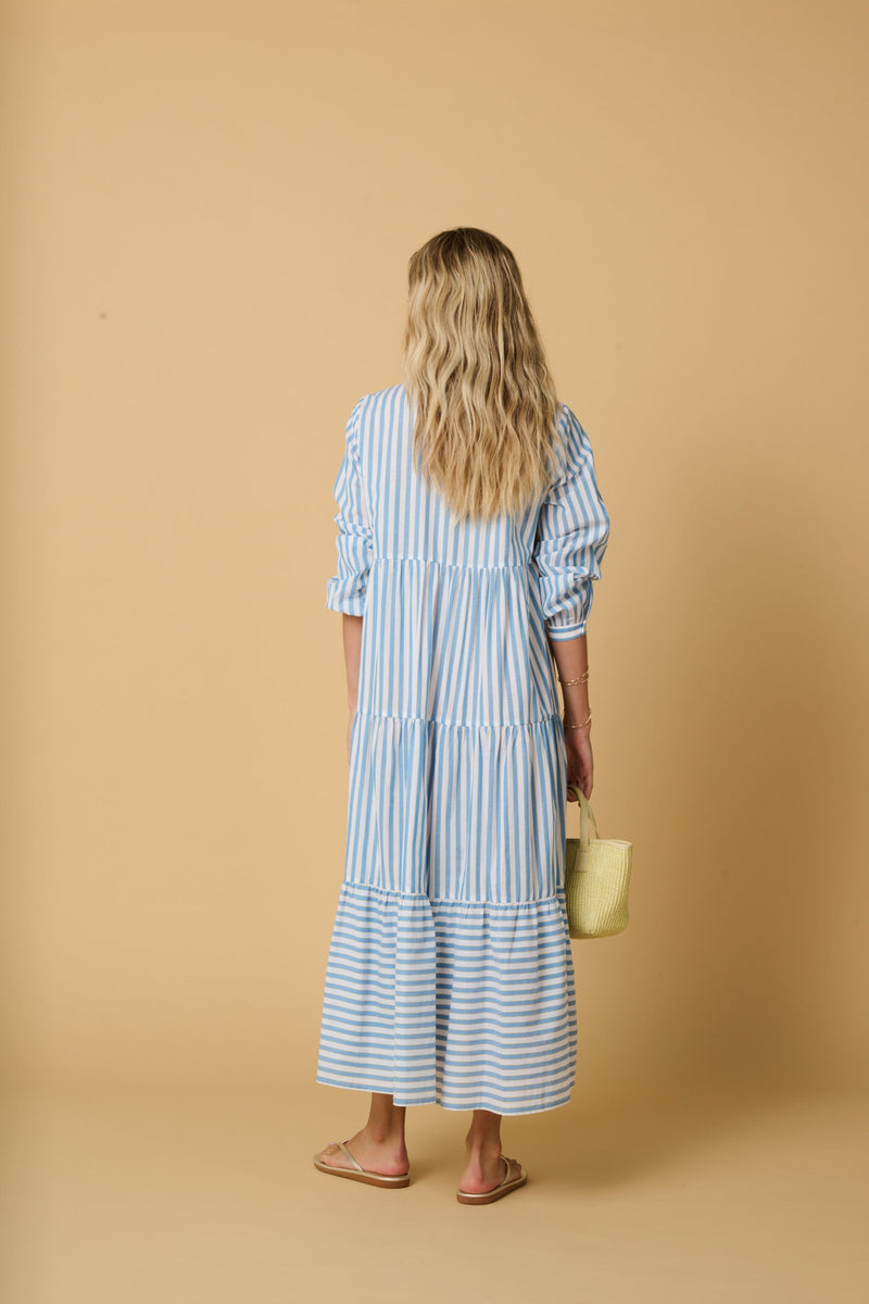 Caftans Apoella Urania Long Dress Sky/Yellow Stripes Apoella