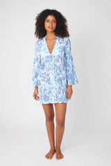 Caftans Heidi Klein Praiano Caftan Beachwear Light Blue Floral/White Apoella