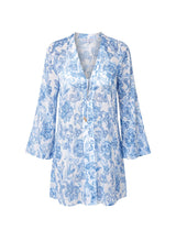 Caftans Heidi Klein Praiano Caftan Beachwear Light Blue Floral/White Apoella