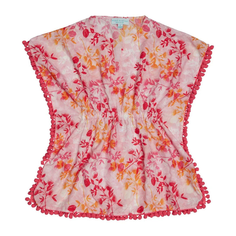Caftans Marie Raxevsky Sleeveless Pom Pom Caftan Botanical Pink Apoella