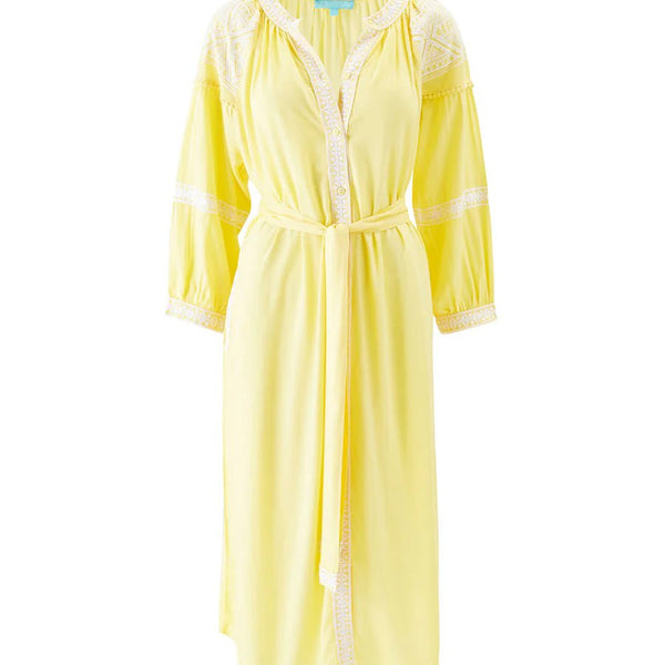 Ally Embroidered Mid Length Shirtdress Yellow – APOELLA
