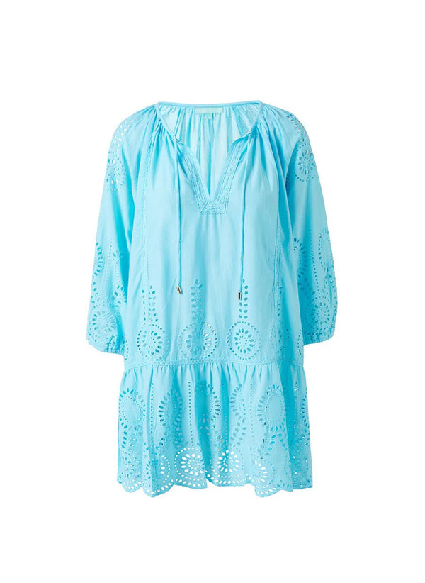 Caftans Melissa Odabash Ashley Embroidered Short Dress Turquoise Apoella