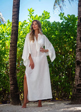 Caftans Melissa Odabash Edie Knit Caftan White Apoella
