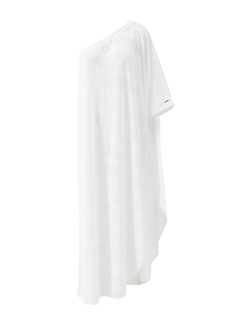 Caftans Melissa Odabash Savanna One Shoulder Knit Caftan White Apoella