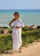 Caftans Melissa Odabash Savanna One Shoulder Knit Caftan White Apoella
