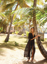 Caftans Melissa Odabash Tali Open Front Knit Caftan Black Apoella