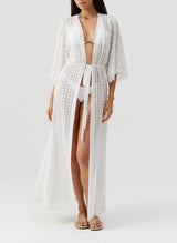 Caftans Melissa Odabash Tali Open Front Knit Caftan White Apoella