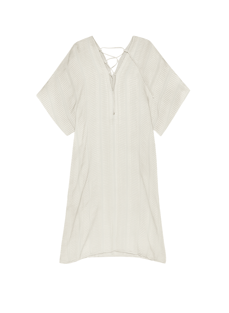 Caftans Zeus n Dione Limpet Lace Up Textured Silk Caftan Silver 38 / Tunic Apoella